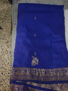 Elegant Royal Blue Saree with Gold Border