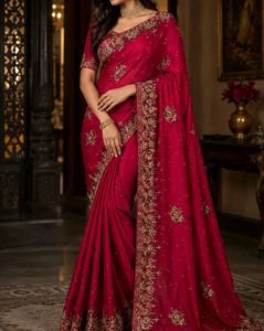 Beautiful  mahroon Embellished Saree