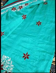 Gorgeous 👌👌Teal Saree with Floral Embroidery