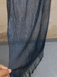 Sparkling Blue Fringe Scarf