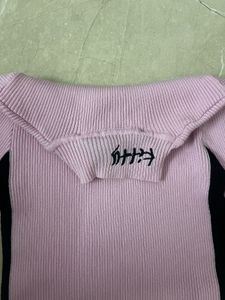 Cute Pink stretchable Ribbed Turtleneck Top