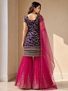 Royal Blue Sharara Suit (XL - Size)