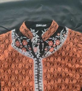 Elegant Orange Lace Kurta