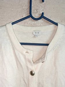 Classic White Button-Up Cardigan Cropped