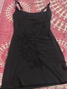 Elegant Black Sparkle Detail Dress