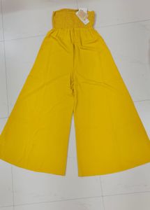 Stylish Yellow Strapless Jumpsuit