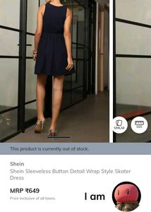 Navy Blue Sleeveless Wrap Skater Dress🥰