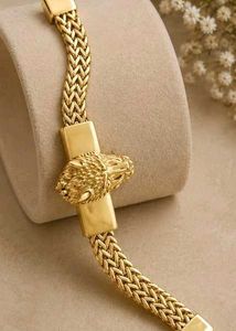 Unique Anti turnish Gold Lion Head Chain Bracelet