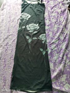 Black Rose Print Maxi Dress