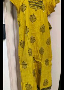 Yellow Printed Kurta
