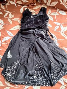 Sparkling Black Sequins kids saree