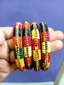 Vibrant Colorful Beaded Bangles