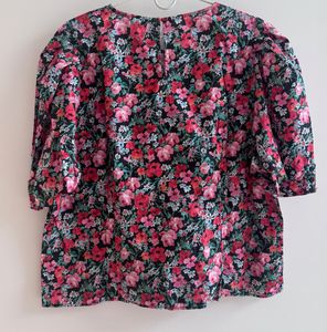 Zara - Floral Smocked Blouse