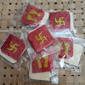 Swastik & Laxmi Charan Wall Stickers (6 pkts)
