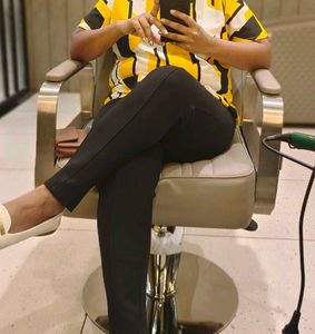 Stylish Yellow & Black Striped Tunic Top