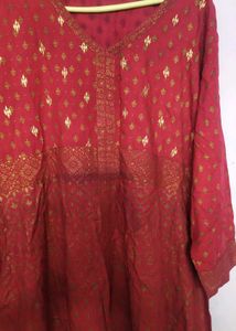 Elegant Red &amp; Gold Kurta