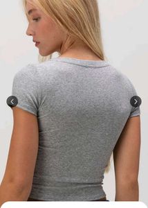 Classic Grey V-Neck Ribbed Tee