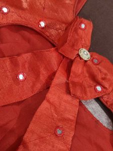 Red Mirror Work Blouse