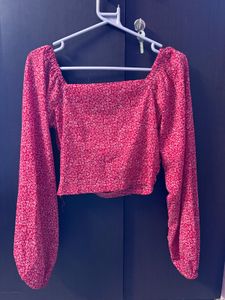 Chic Floral Print Square Neck Top