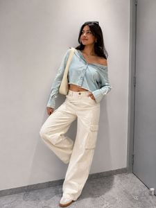 Light Wash Off-Shoulder Denim Shirt