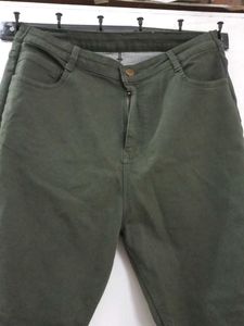Olive Green Colour Denim Jeans