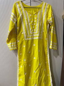 Vibrant Yellow Embroidered Kurta