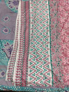 Elegant Pink Cotton Embroidered Suit