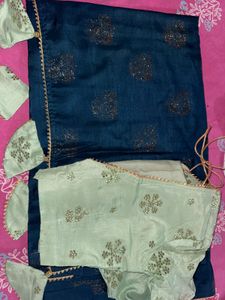 Elegant Teal Saree with Embellished Blouse