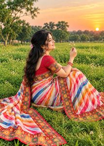 Vibrant Striped Saree
