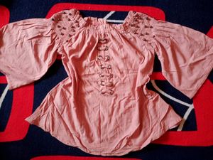 Pink Bell Sleeve Corset Top