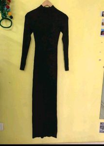 Branded Black Knit Maxi Dress