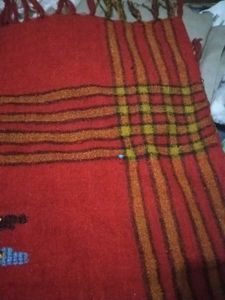 Red Embroidered Textile Shawl