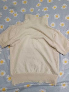 Cream Collared Short Sleeve Top