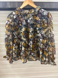 Chic Floral Wrap Peplum Top