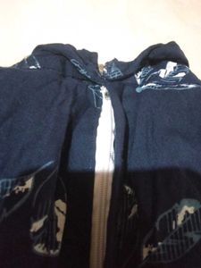 Kids Navy Feather Print Dress