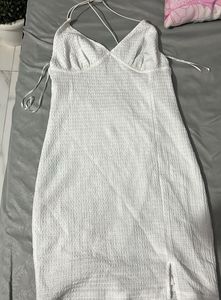 White Textured Mini Dress