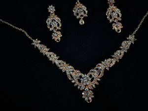 Elegant Gold-Tone CZ Necklace Set