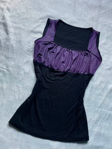 Purple &amp; Black Ruched Tank Top