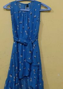 Chic Blue Floral Sleeveless Dress
