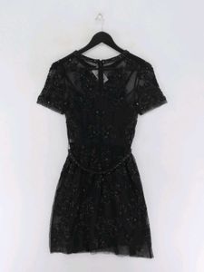 Elegant Black Beaded Cocktail Dress