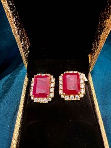 Elegant Ruby Red Silver Stud Earrings