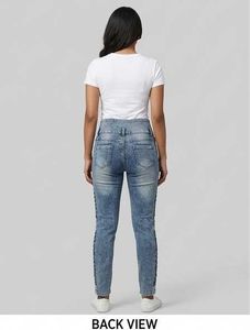 High-Waist Slim Fit Jeans with Braided De