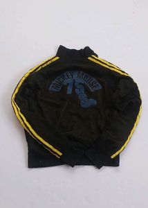 Black Track Jacket with Yellow Stripes