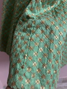 Green &amp; Gold Lehenga Choli Set