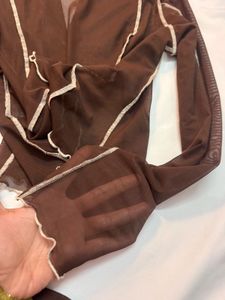 Brown Sheer Button-Up Top