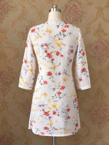 White Floral Print Kurta