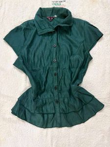 Stylish Emerald Green Peplum Top