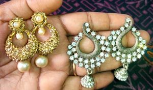 Designer Jhumka &amp; Pearl Earrings Set combo 2