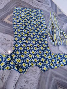 Blue &amp; Yellow Printed Kurta Set