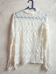 Elegant White Lace Top Sheer